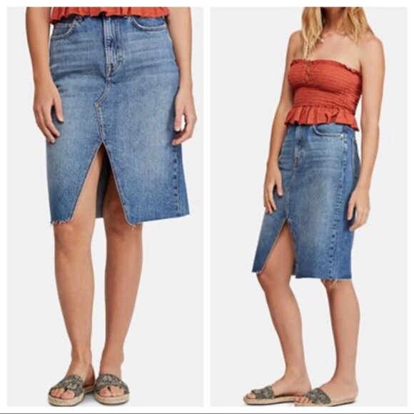 Free People Dresses & Skirts - Free People Suzanne Midi Denim Skirt